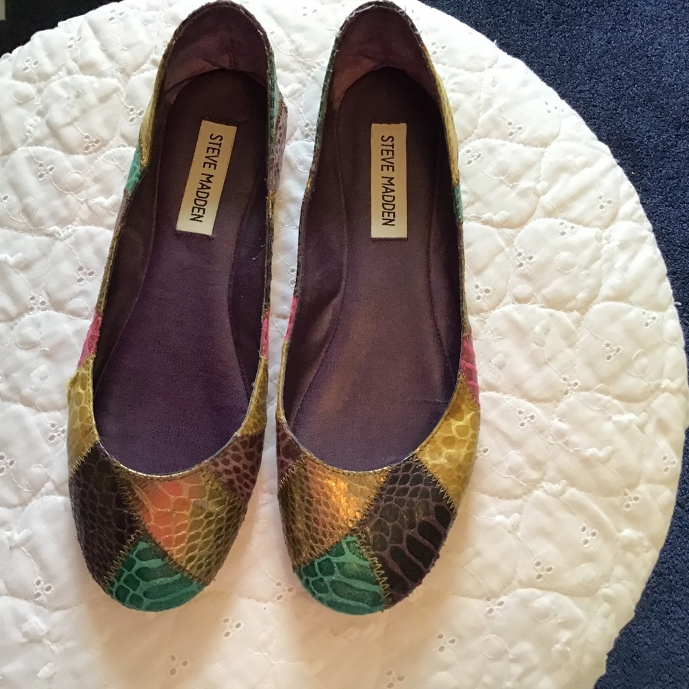 Multi color animal print slip on shoes